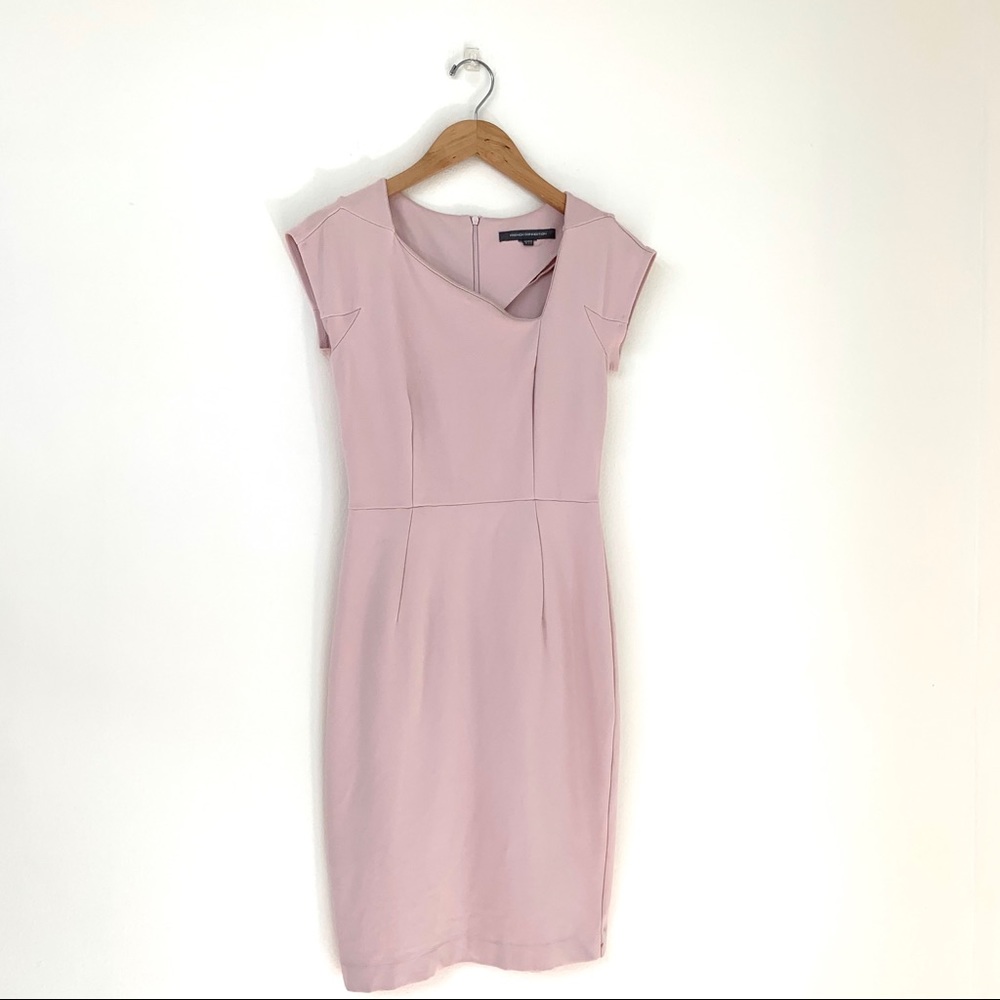 French Connection I Lulu Pink Sheath Slash Neck - Picture 3 of 11